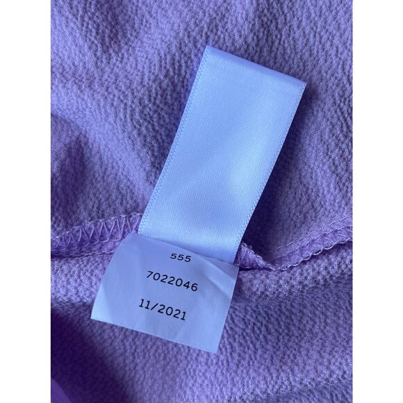 CeCe Ruffle V Neck Button Front Blouse Short Sleeve Purple Top - Medium - Picture 10 of 11